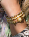 Yellow Calcite Orbit Bracelets with clasps - 6MM - Sparkling Jewels