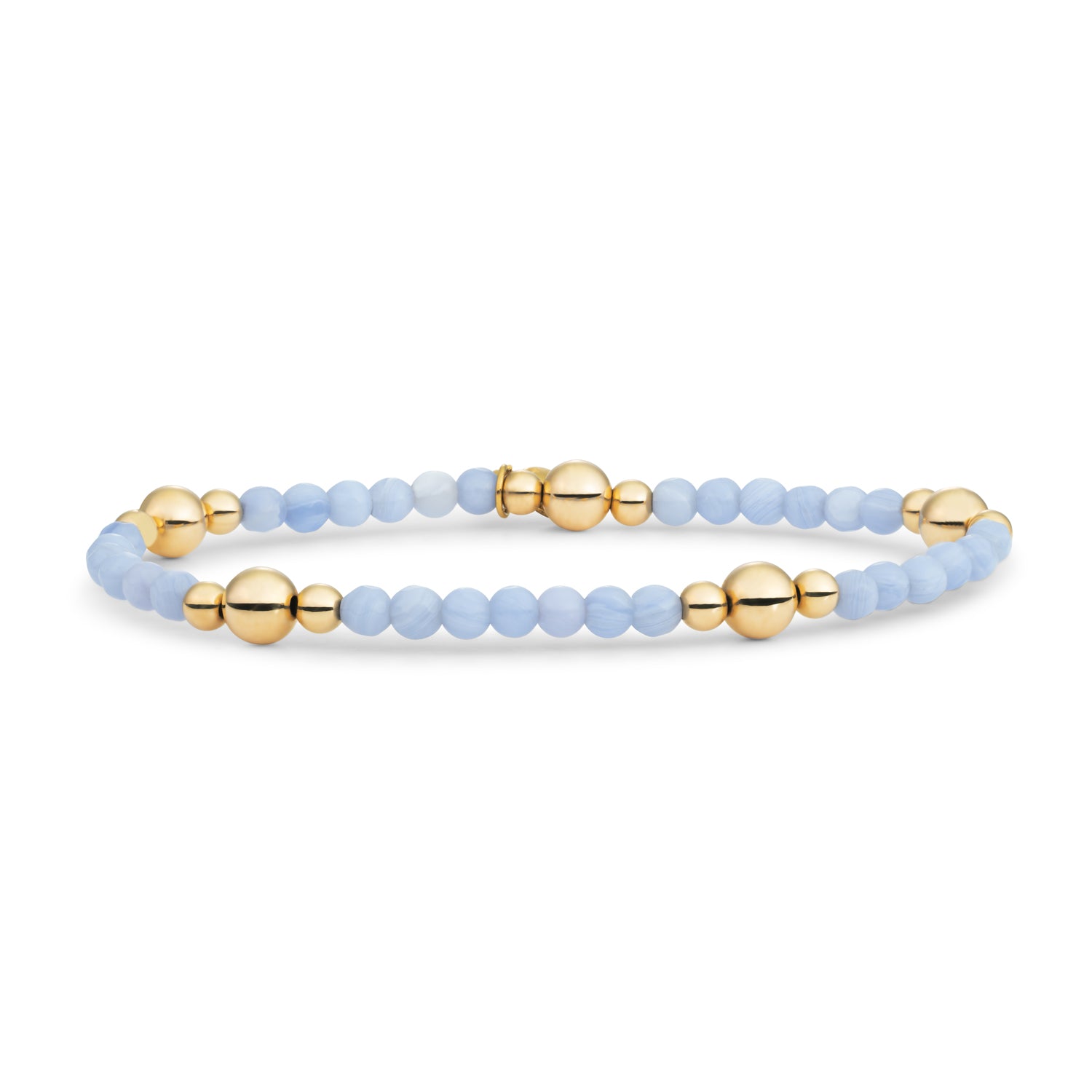 gouden kralenarmband met blauwe edelsteen