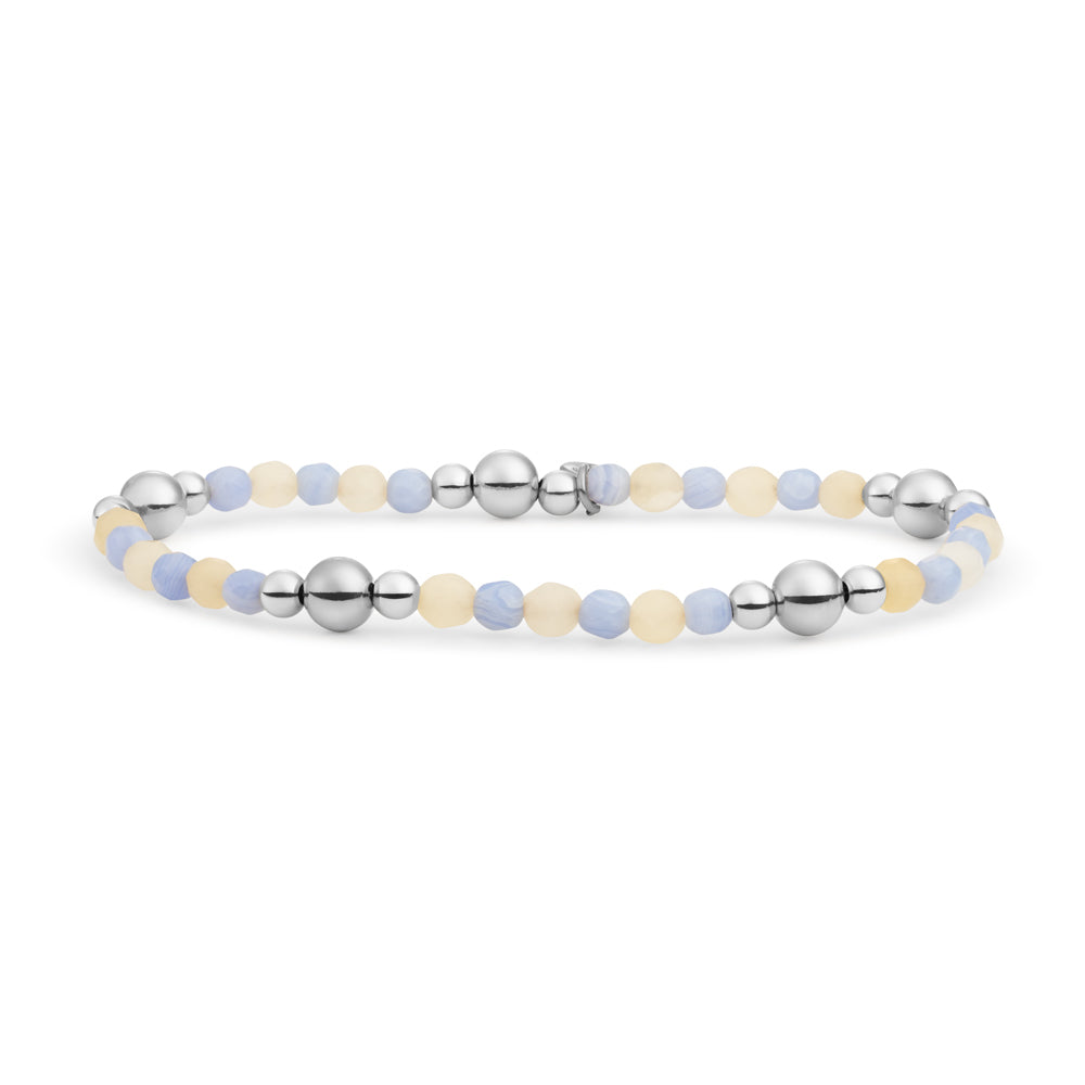 Kralen armband met verschillende edelstenen beige agaat en blue lace agaat Sparkling