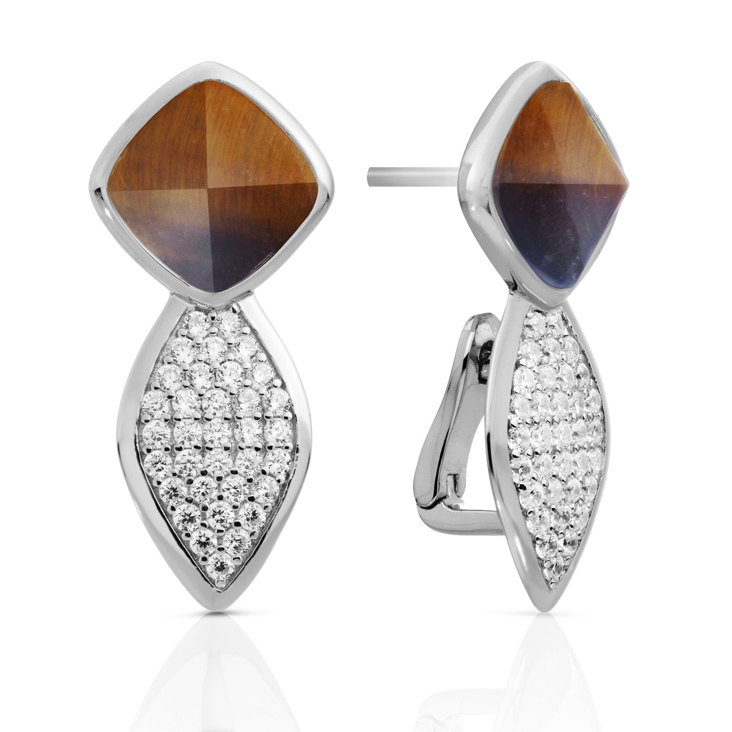 Edge Crystal Tiger Eye oorstekers