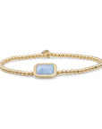 Sparkling Jewels kralen armband met gouden kralen en gouden bedel met blue lace agaat edelsteen