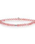 kralen armband met 4 milimeter kralen met cherry quartz edelsteentjes en zilveren kraal