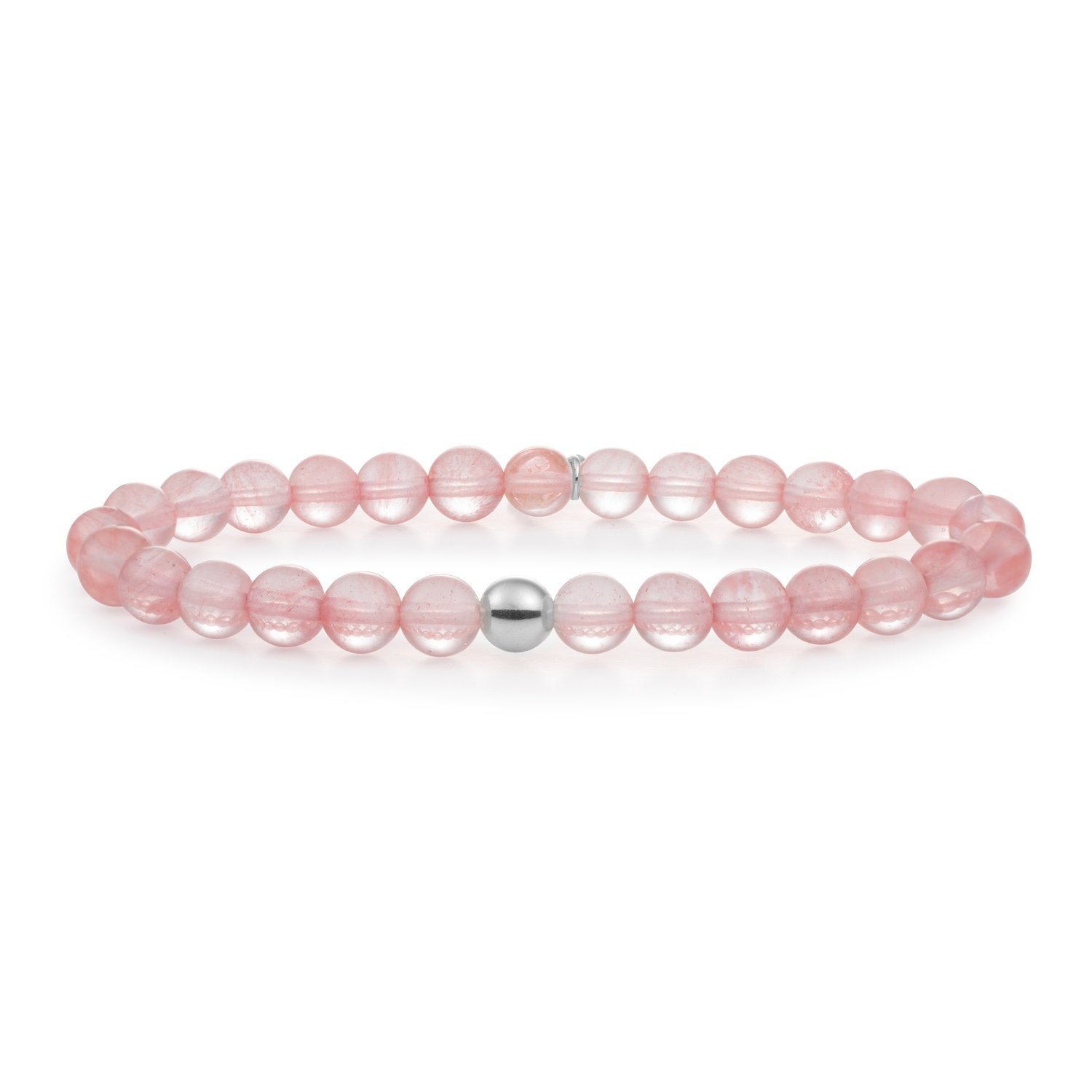 Gepolijste cherry quartz beads sparkling armband met echte edelstenen