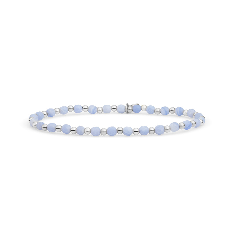 Mix armband met zilveren en blue lace agate edelsteen kralen Sparkling Jewels sieraad