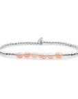 Armband parels perzikkleur voor dames met zilveren accenten die niet verkleuren