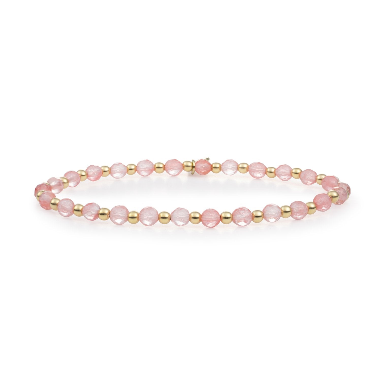 Gouden kralen armband van Sparkling Jewels met Cherry quartz edelstenen