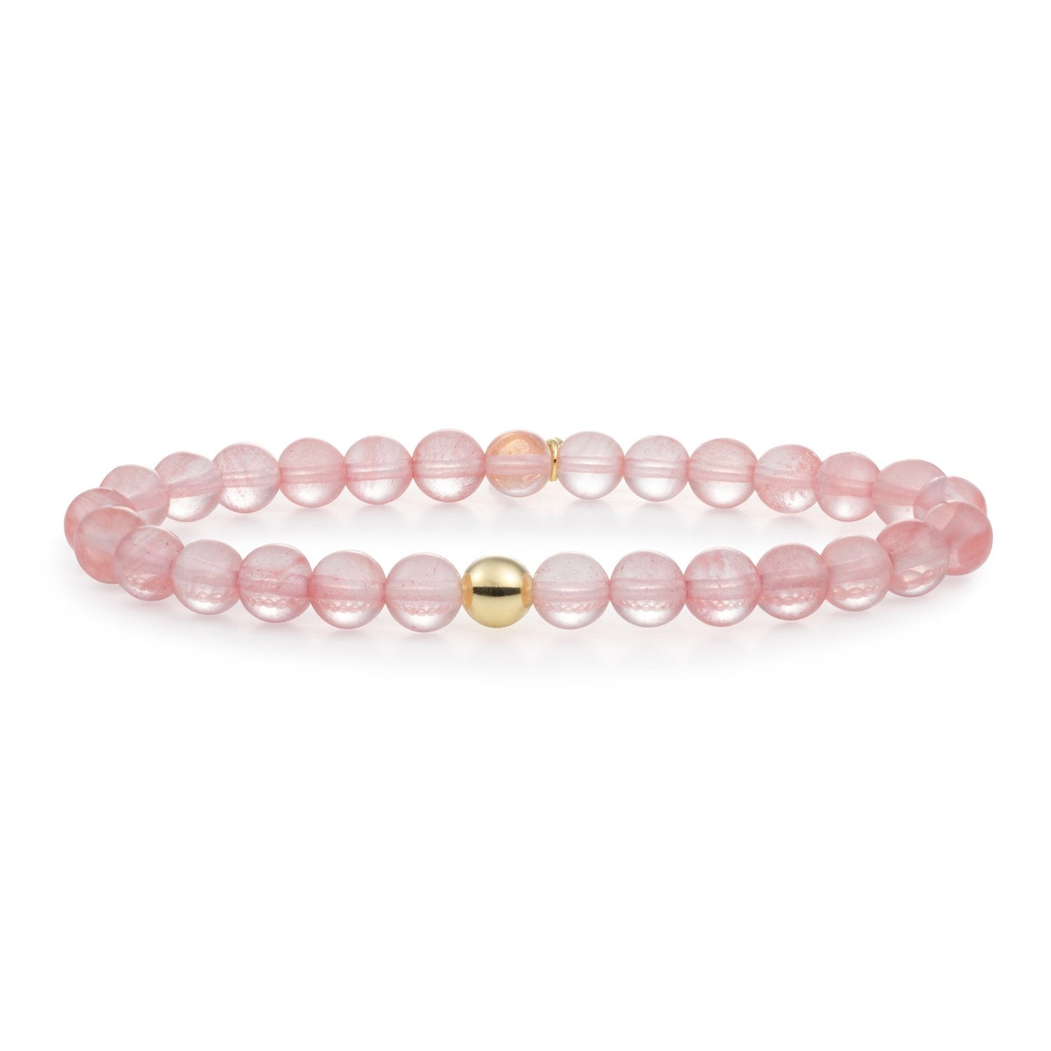 Gouden kralen armband met echte edelstenen Cherry Quartz
