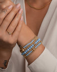 Blue lace agate armband voor vrouwen met gouden kralen
