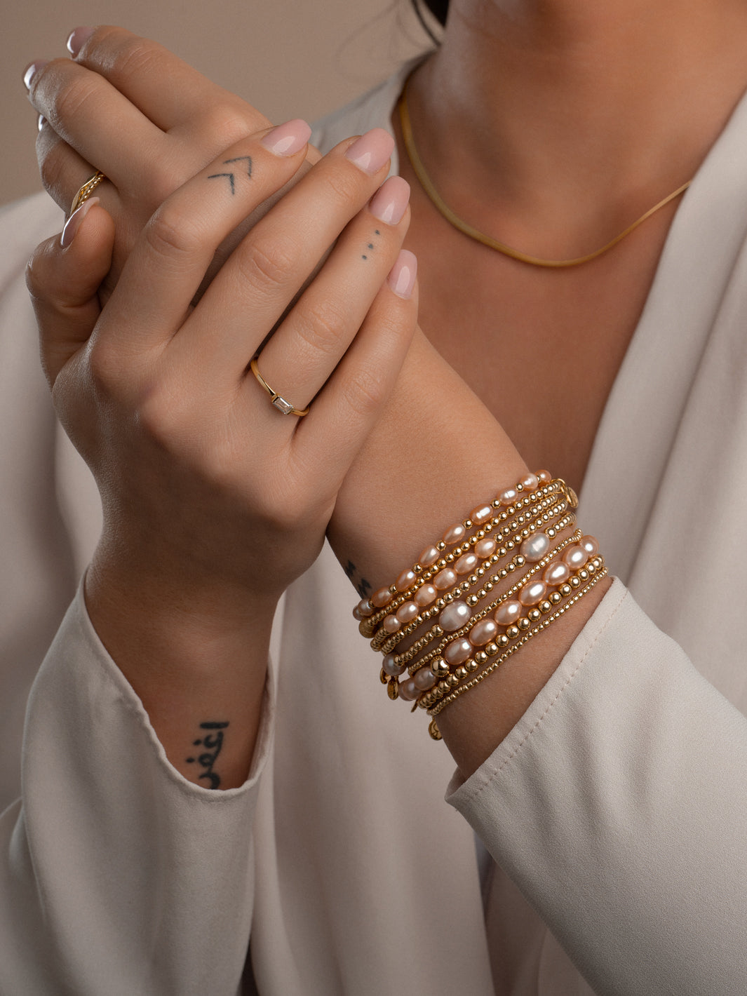Goudkleurige dames armband met parel van Sparkling