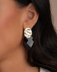 Oorbellen van Sparkling Jewels met oorsteker in zilver en zwarte onyx edelsteen