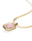 Vergulde ketting met echte rose quartz edelsteen