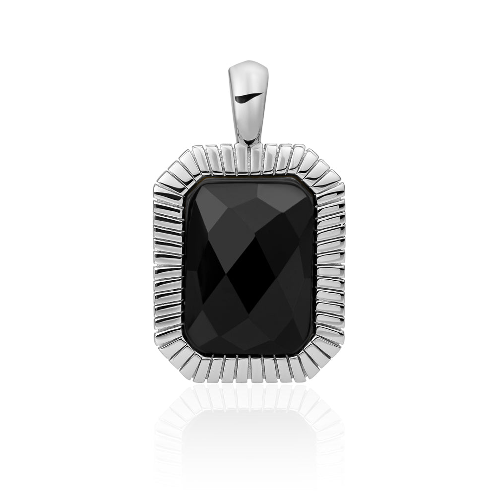 Onyx edelsteen gezet in een baguette amulet ketting hanger Sparkling Jewels