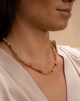 Link Ketting Peach Rhodonite & Citrine Quartz zilver