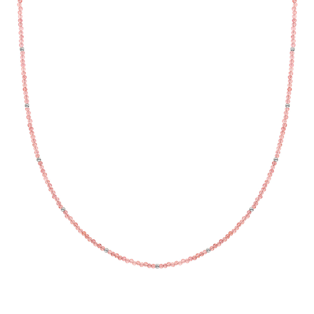 Cherry Quartz Kralenketting 2mm Zilver