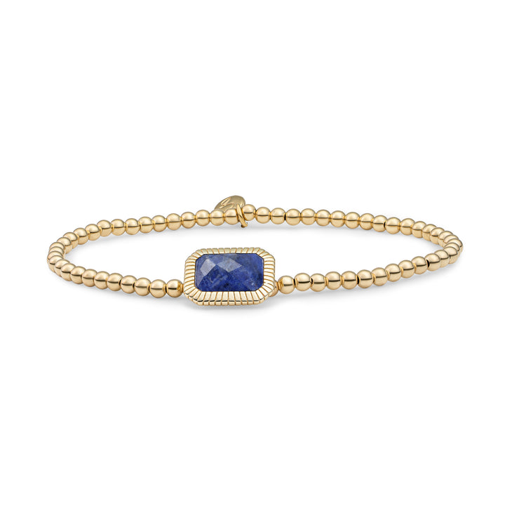 edelsteen armband met gouden kralen en sodalite edelsteen #kleur_goud