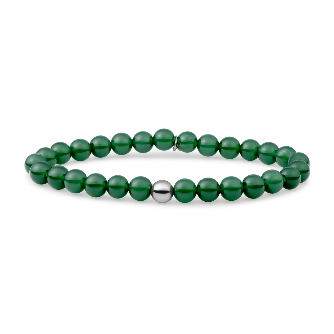Armband met Groene Onyx Edelsteen kralen van Sparkling #kleur_zilver