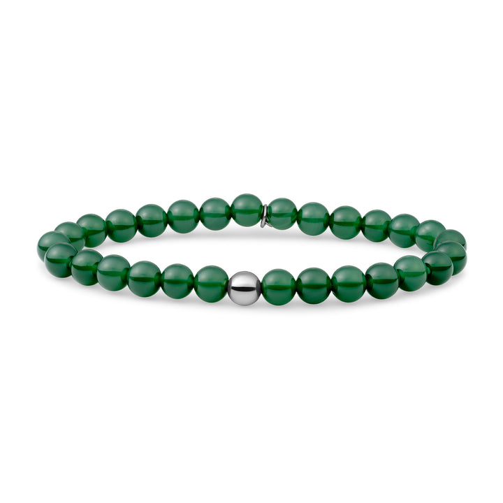 Armband met Groene Onyx Edelsteen kralen van Sparkling #kleur_zilver