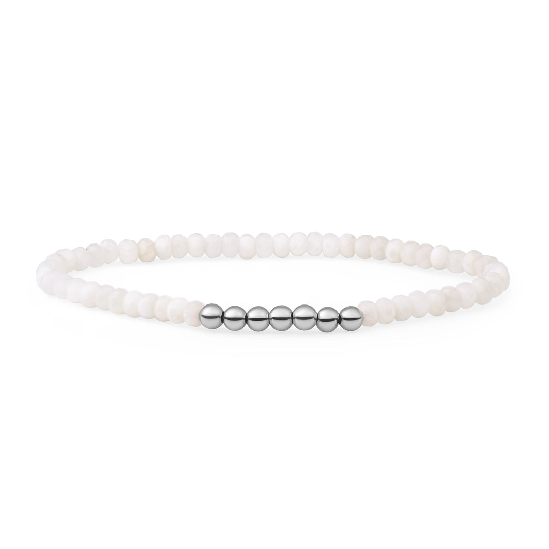 dames Edelsteen kralen Maansteen Armband #kleur_zilver