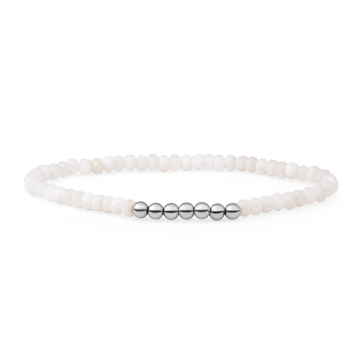 dames Edelsteen kralen Maansteen Armband #kleur_zilver