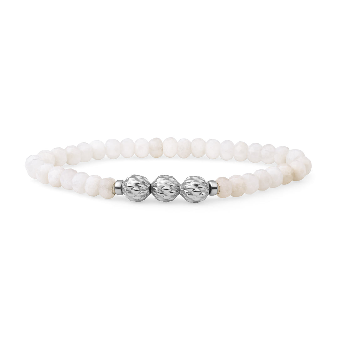 Edelsteen Armband met Maansteen Kralen Fuse #kleur_zilver