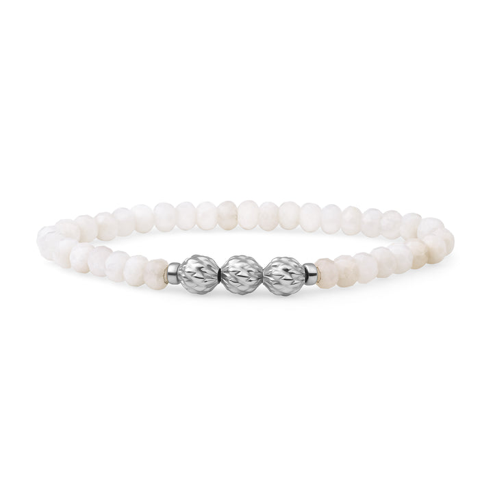 Edelsteen Armband met Maansteen Kralen Fuse #kleur_zilver