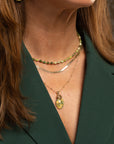 Link Ketting Ya'an Green Jade Mix l Goudkleurig