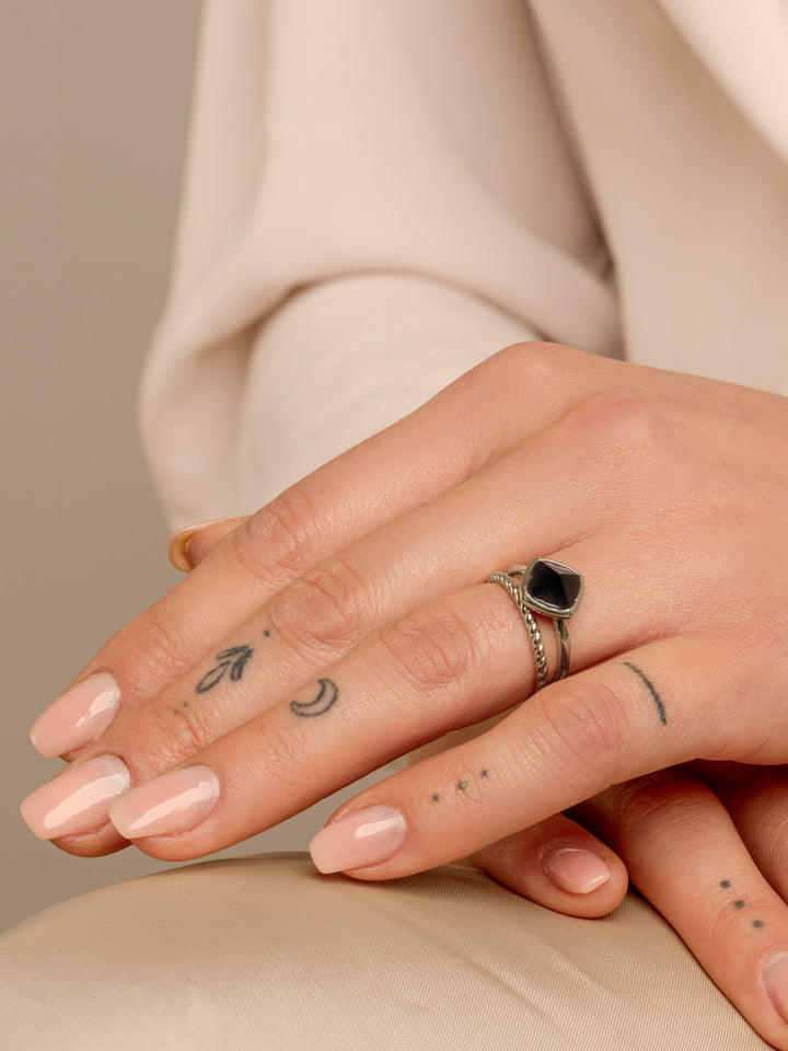 Edge Ring Onyx | Zilver