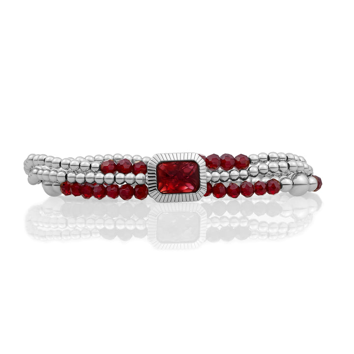 Ruby Quartz Baguette Armbanden Stack l Zilver