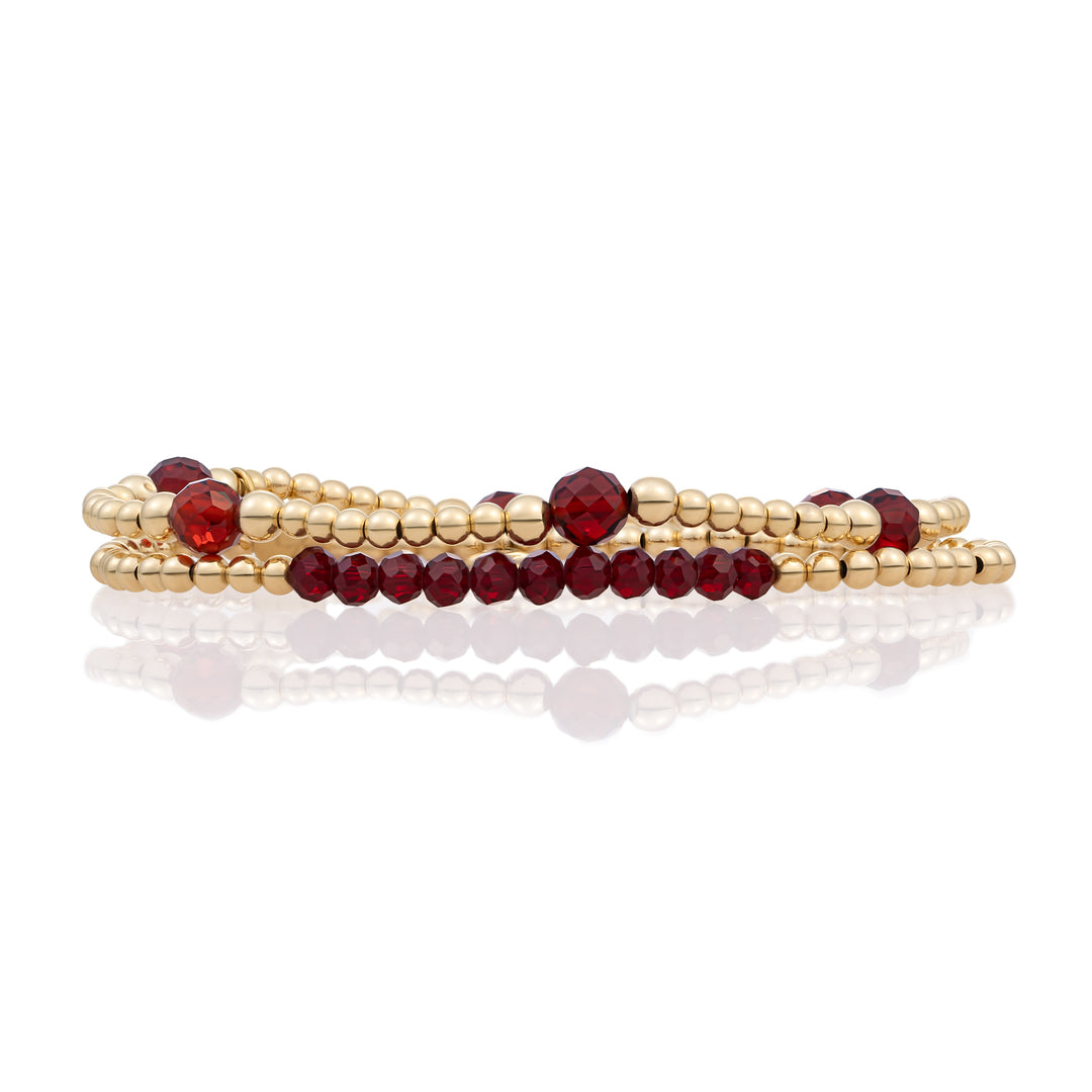 Ruby Quartz Reverse Bold Mix Armbanden Stack l Goudkleurig