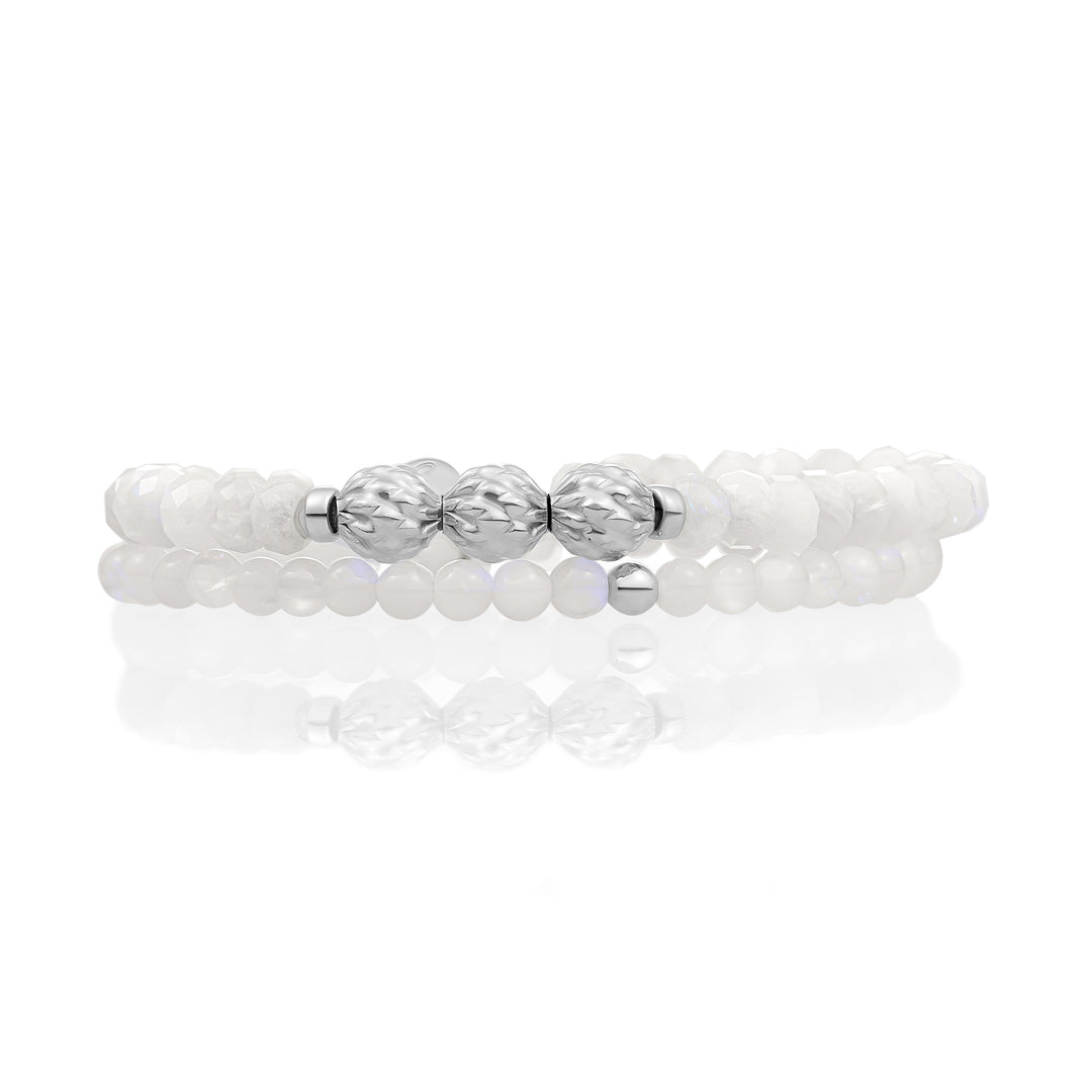 Moonstone Fuse Saturn Armbanden Stack l Zilver