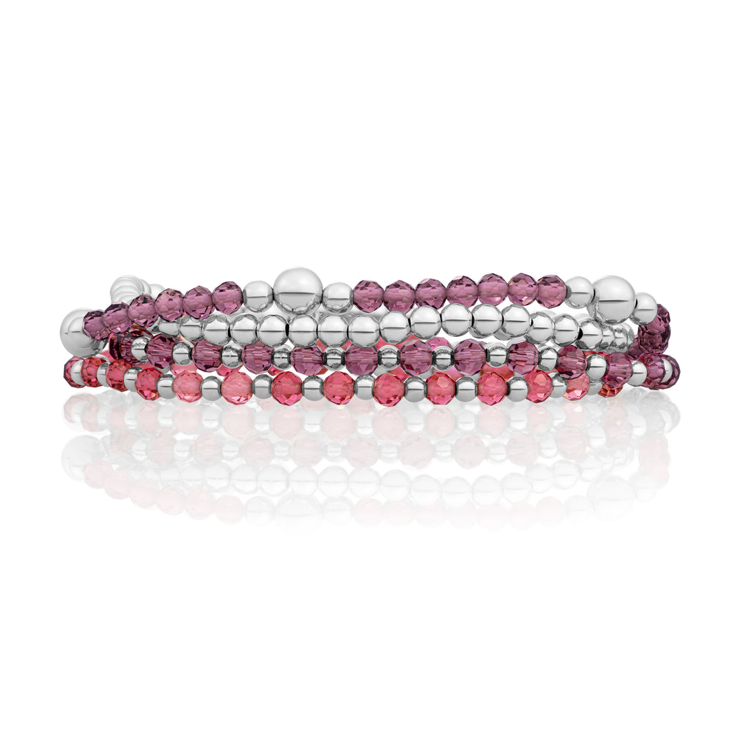 Aubergine Quartz Interstellar Bold Mix Armbanden Stack | Zilver
