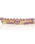 Aubergine Quartz Bold Mix Twist Armbanden Stack | Goudkleurig
