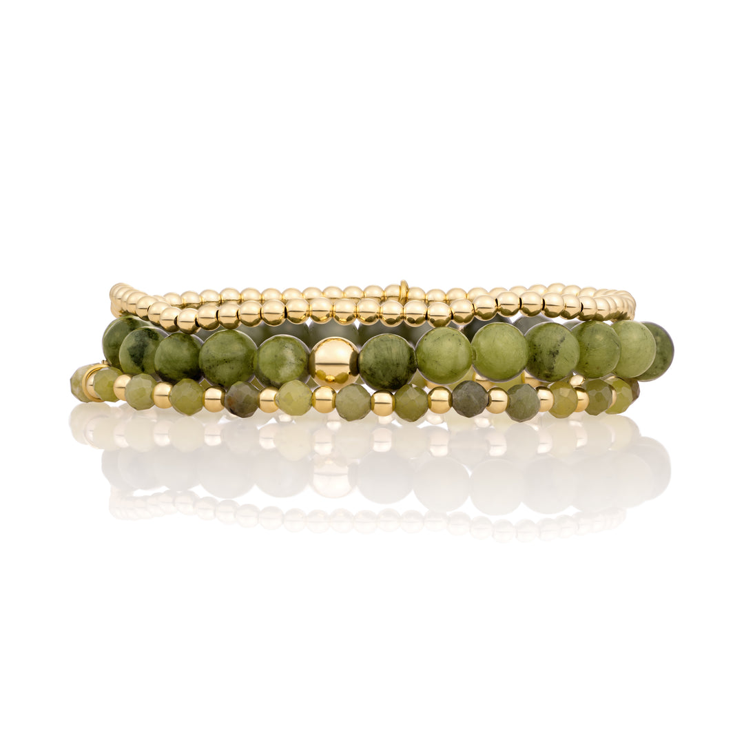 Southern Jade Interstellar Saturn Armbanden Stack | Goudkleurig