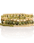 Southern Jade Saturn Bubble Armbanden Stack | Goudkleurig