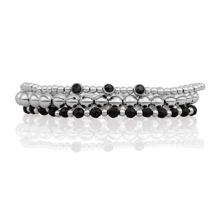 Onyx Interstellar Black CZ Armbanden Stack | Zilver