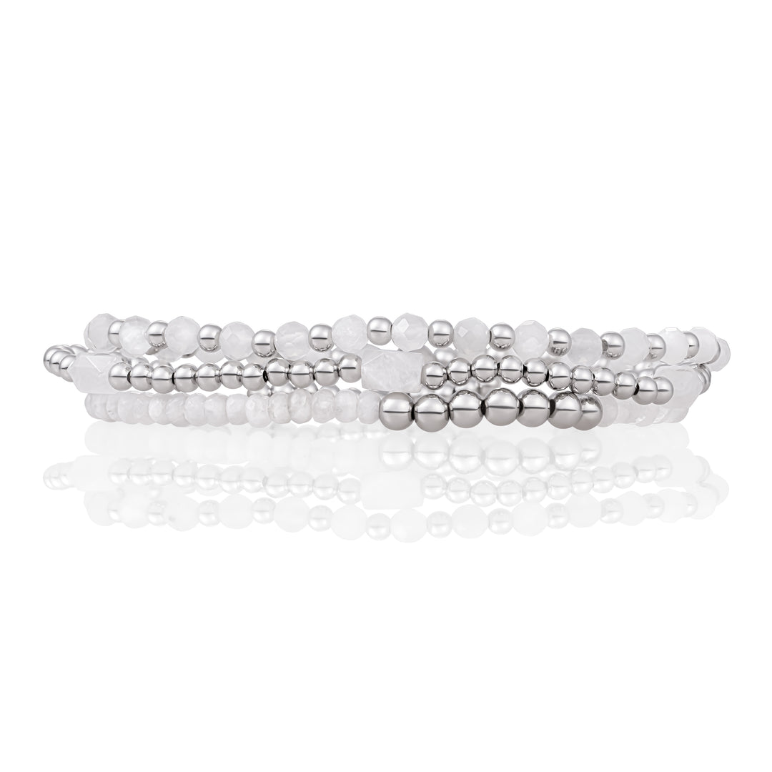Moonstone Reverse Armbanden Stack | Zilver