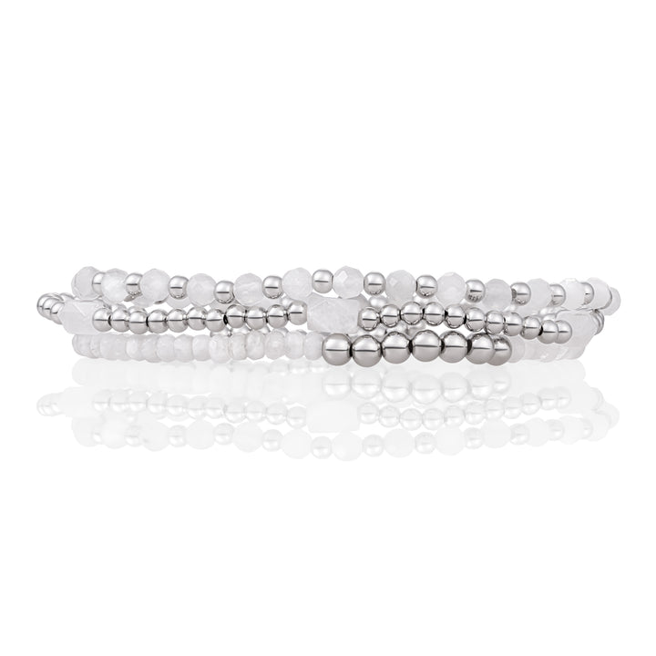Moonstone Reverse Armbanden Stack | Zilver