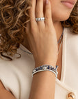 Blue Aventurine Interstellar Saturn Armbanden Stack | Zilver