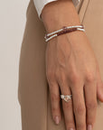 Aubergine Quartz Cushion Cut Universe Armbanden Stack | Zilver