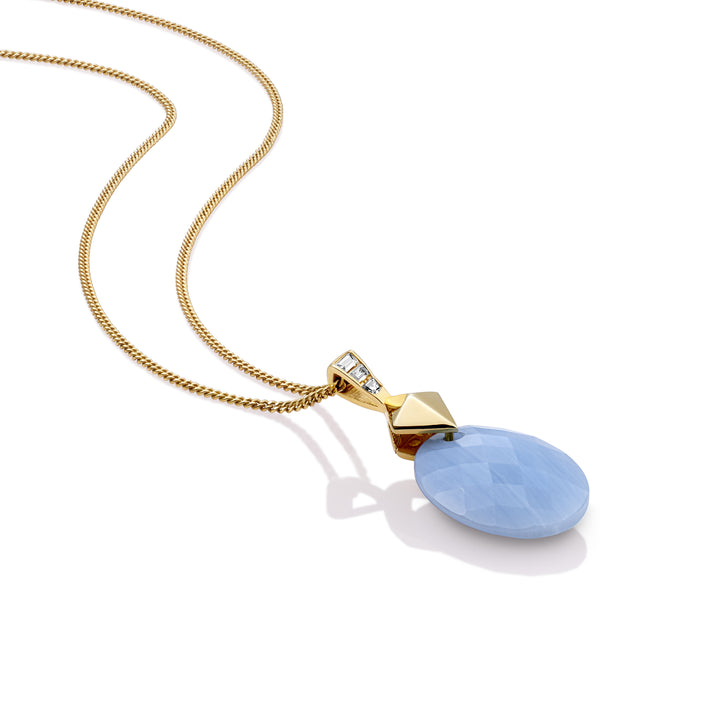 ketting met gold plating en blue lace agate edelsteen 