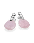 Rose Quartz Afterglow Bubble Push Back Oorbellen set | Zilver