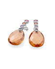 Light Citrine Afterglow Tube Push Back Multi CZ Oorbellen set | Zilver