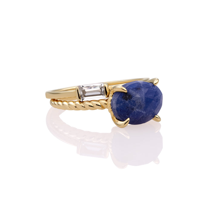 Sodalite Twist Baguette Ringen Set | 9 Karaat