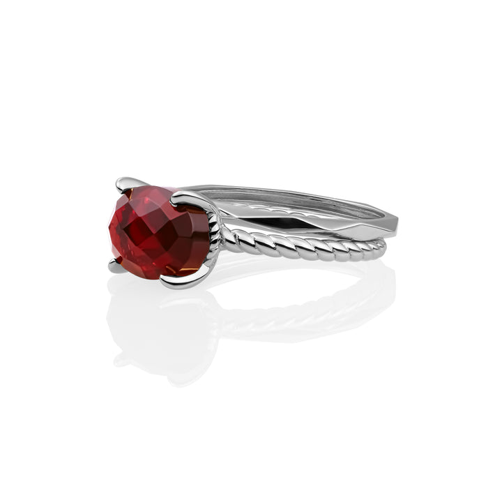 Ruby Quartz Twist Edge Additional Ringen Set | Zilver