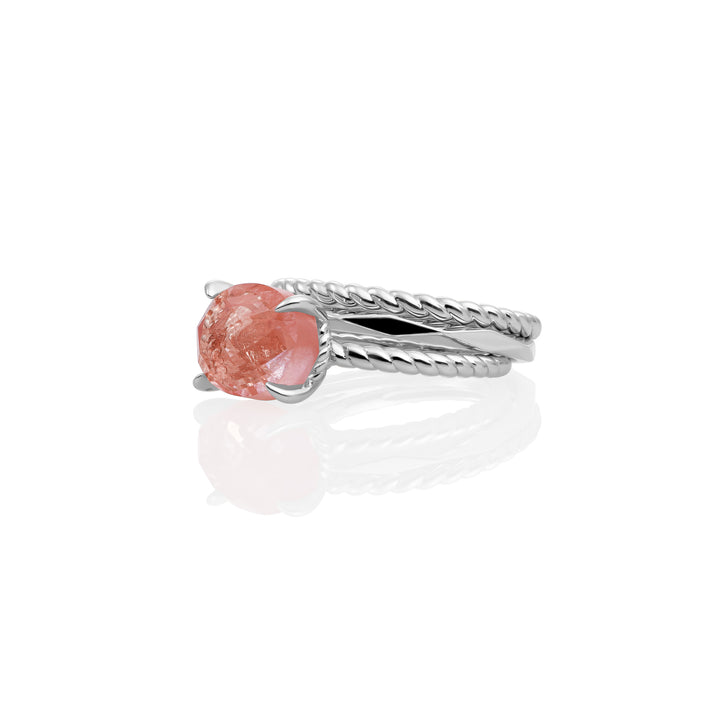 Cherry Quartz Twist Additonals Ringen Stack | Zilver