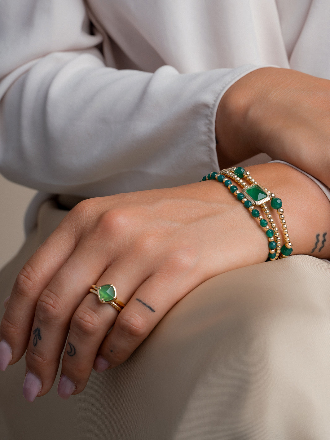 Sparkling Ring Edge 9 karaat Groene Onyx