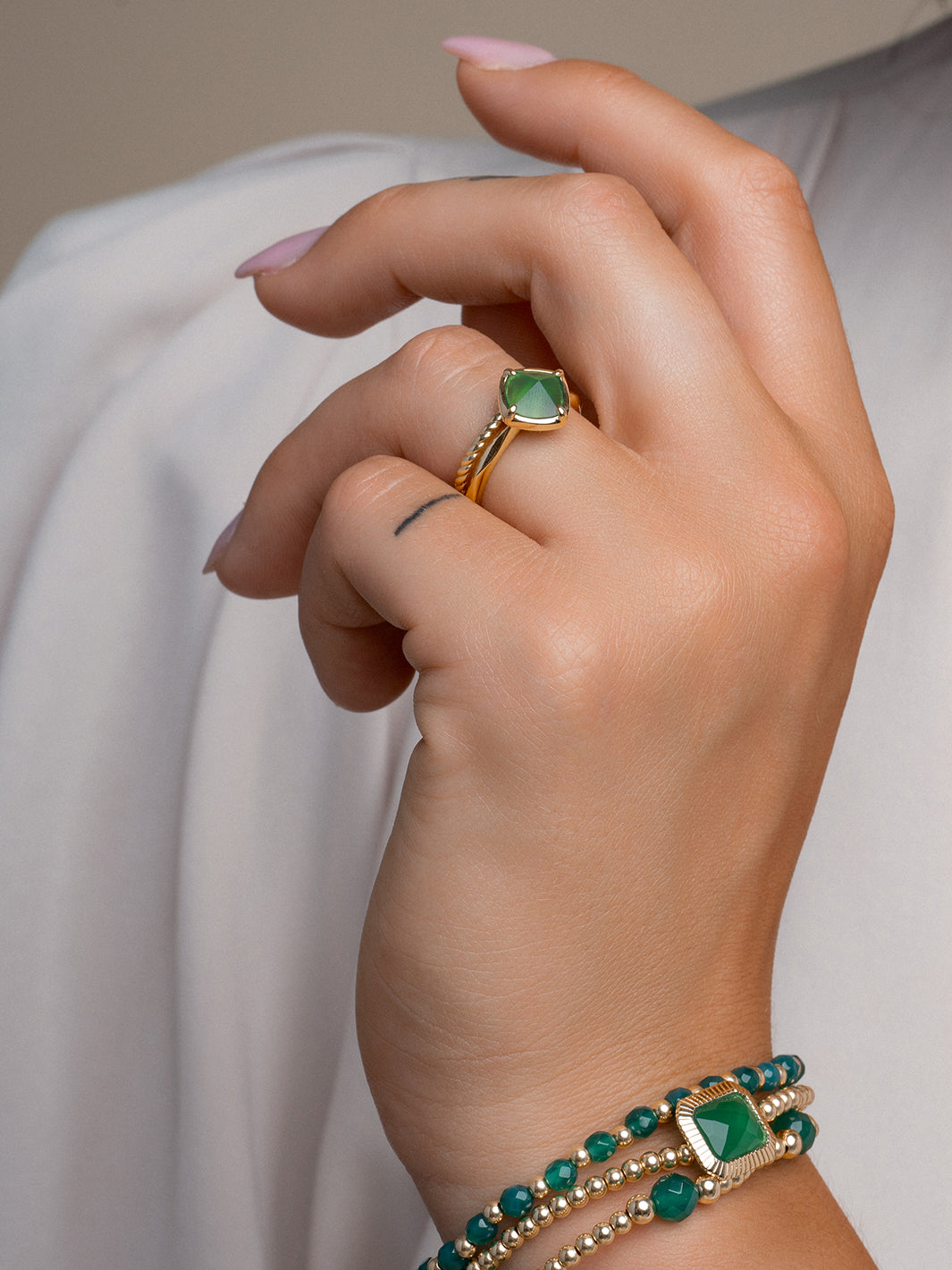 Green Onyx 9 karaat Ring Edge