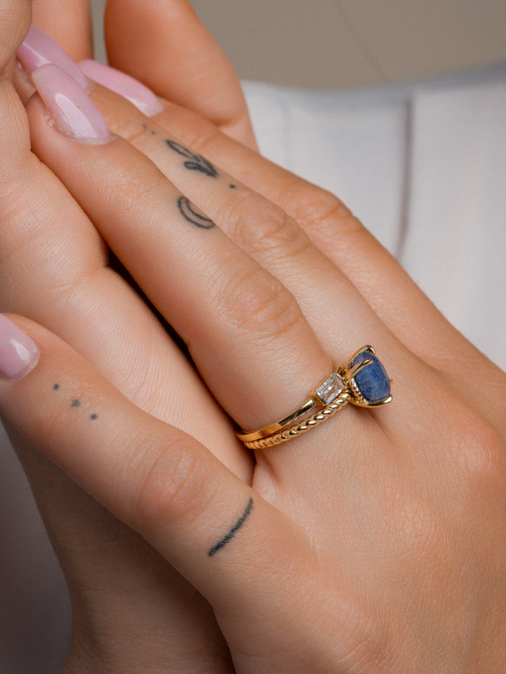 Sodalite Twist Baguette Ringen Set | 9 Karaat