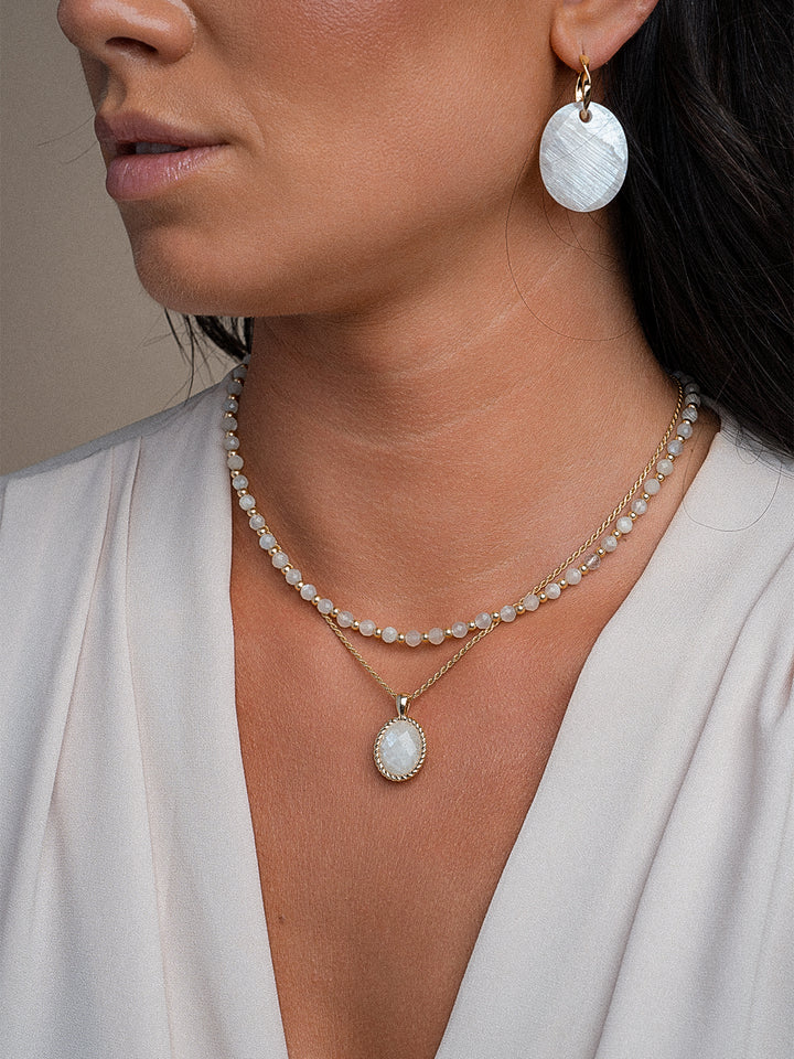 Link Ketting Moonstone Mix l Goudkleurig