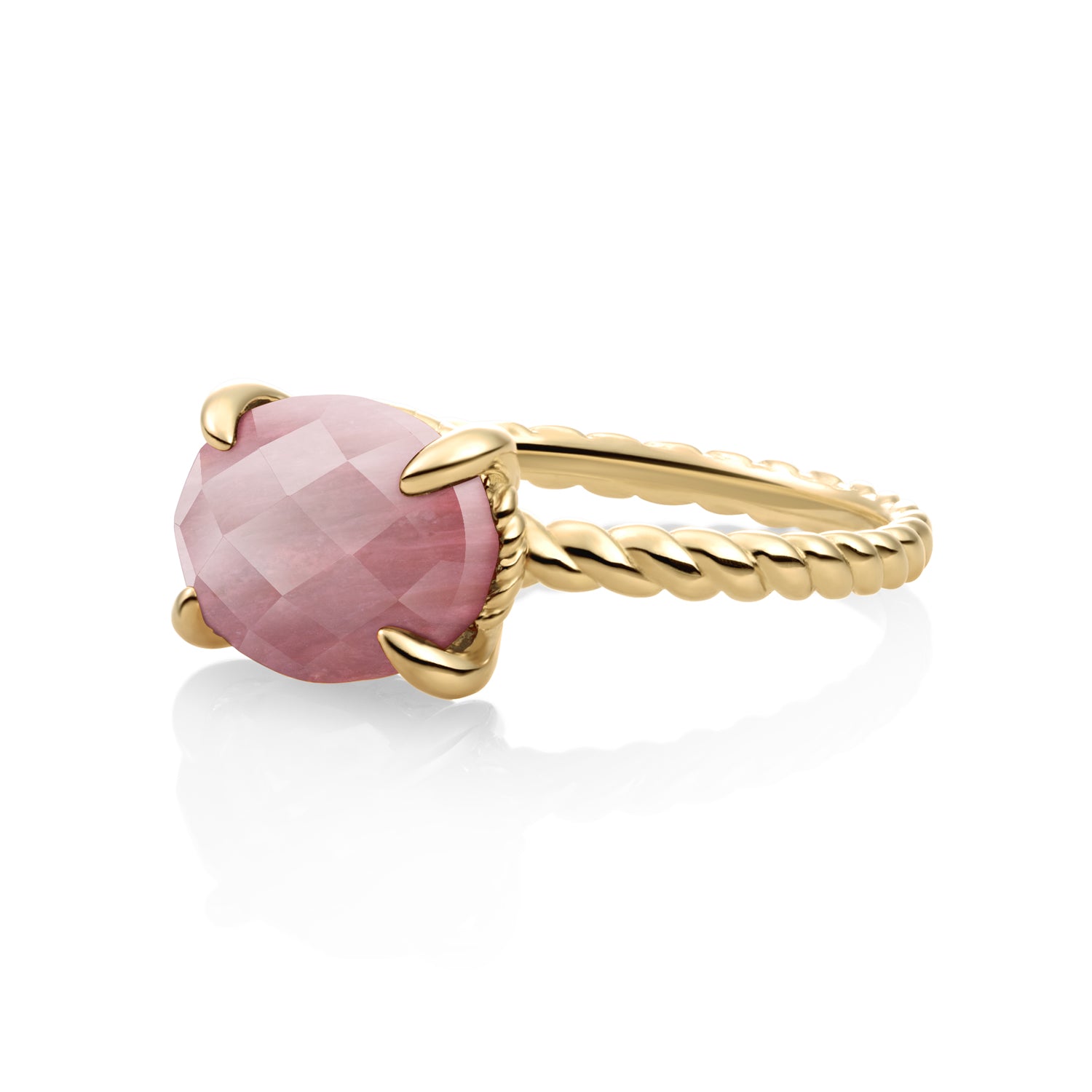 Twist Ring 9 karaat sieraden Pink Rhodonite Edelsteen